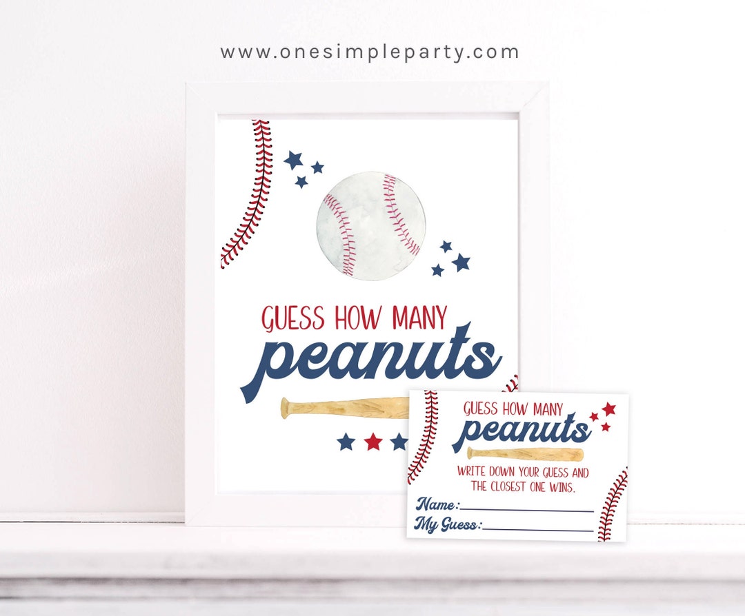 Baseball Party Game Guess How Many Peanuts Baseball Baby Shower Game