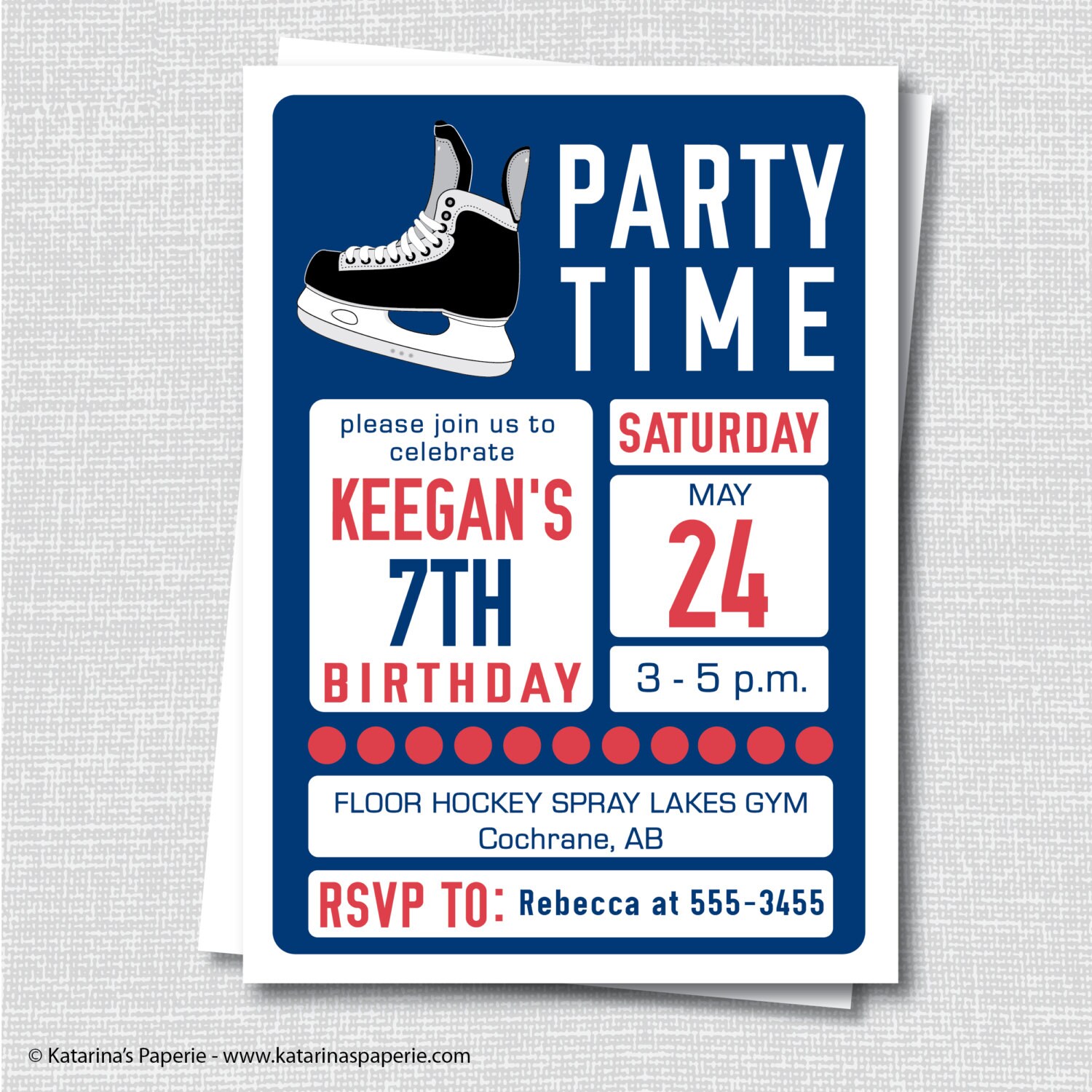 Navy Blau Hockey Geburtstag Einladung Eishockey Teen Boy Etsy