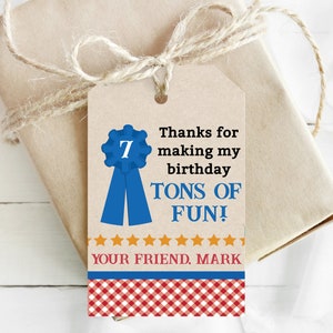 EDITABLE Boy County Fair Birthday Party Favor Tags Fair Themed Birthday Vintage County Fair Country Fair Fair Party Decor image 2