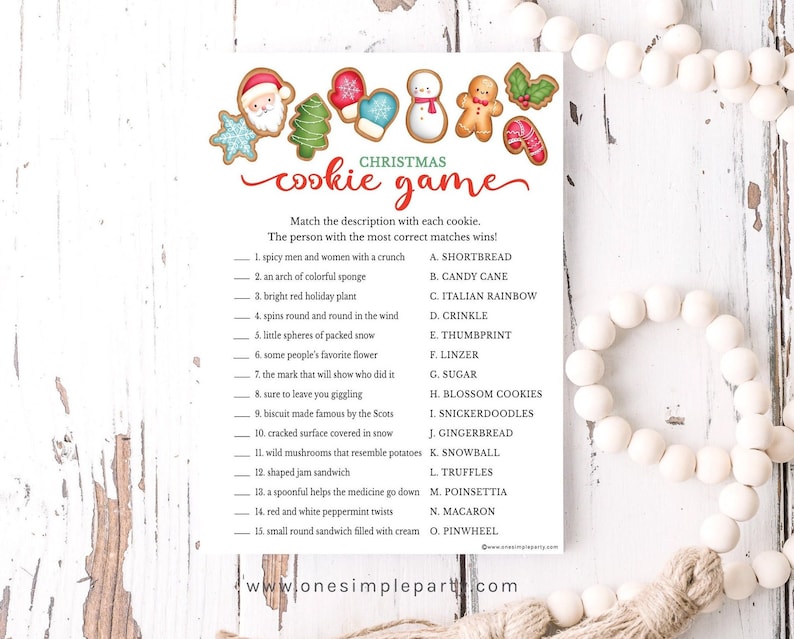 Christmas Cookie Game Christmas Party Game Cookie Exchange Christmas Baking Christmas Party Christmas Activity INSTANT DOWNLOAD image 1