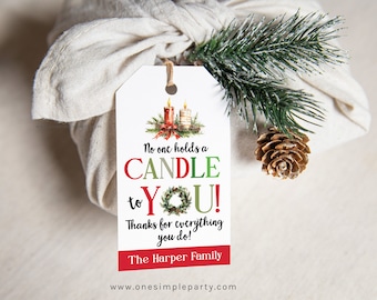 Etichette regalo modificabili per candele natalizie: design acquerello (design digitale)