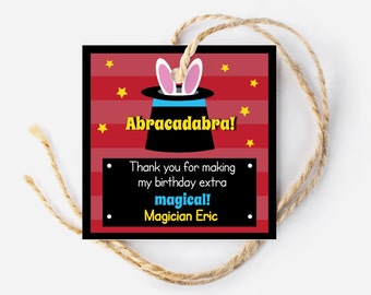 EDITABLE Magic Party Favor Tags - Magic Birthday - Magician Party - Magic Show - Magic Party Favors - INSTANT DOWNLOAD