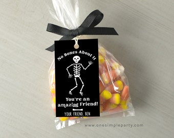 EDITABLE No Bones About It Skeleton Halloween Tag - Halloween Tags - Skeleton Tag - No Bones About It - Halloween Gift Tags - DIGITAL DESIGN