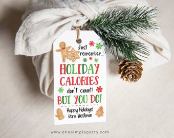 EDITABLE Christmas Baking Tag - Holiday Calories Tag - Christmas Cookies Tag - Christmas Treat Tag - Christmas Gift Tags - DIGITAL DESIGN