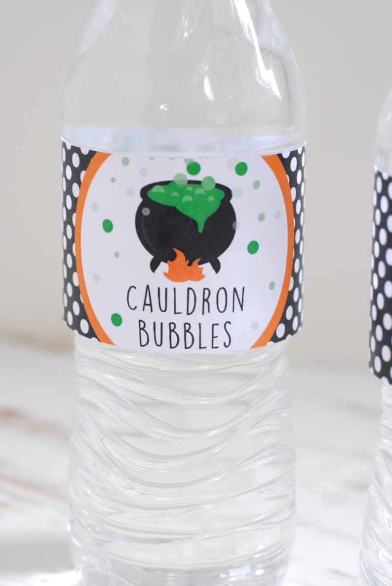 Cauldron Bubbles Water Bottle Labels Halloween Party - Etsy