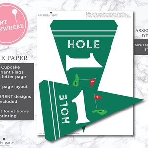 Hole One Golf Pennant Flag - Golf Party - Golf First Birthday - Hole in ...
