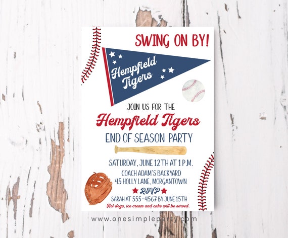 EDITABLE End of Season Baseball Team Party Invitation - Baseball Party - Baseball Invitation - Boy Sports Party - INSTANT DOWNLOAD
