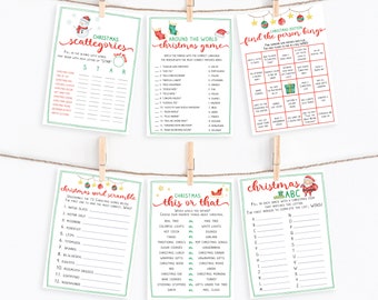 Printable Christmas Games Bundle: Family Holiday Party Activity (Instant Download)