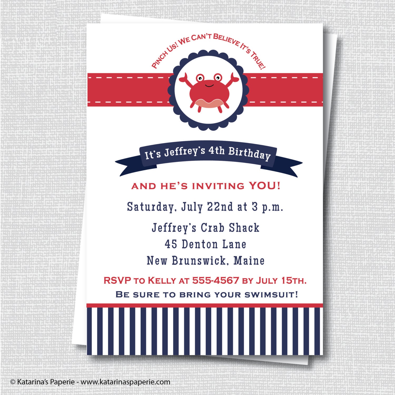 An Invitation From A Crab Preppy Crab Birthday Invitation Crab Themed Birthday Party
