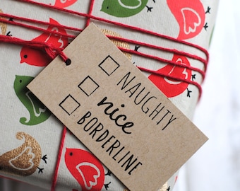 PRINTABLE Naughty or Nice Holiday Gift Tags - Christmas Gift Tags - INSTANT DOWNLOAD