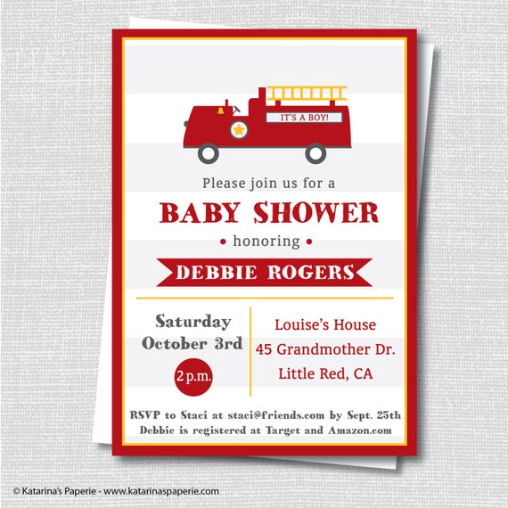 firefighter baby shower invitations