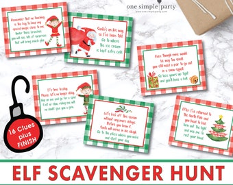 Printable Elf Scavenger Hunt - Christmas Scavenger Hunt - Elf Arrival Activity - Christmas Party Games - Treasure Hunt - INSTANT DOWNLOAD