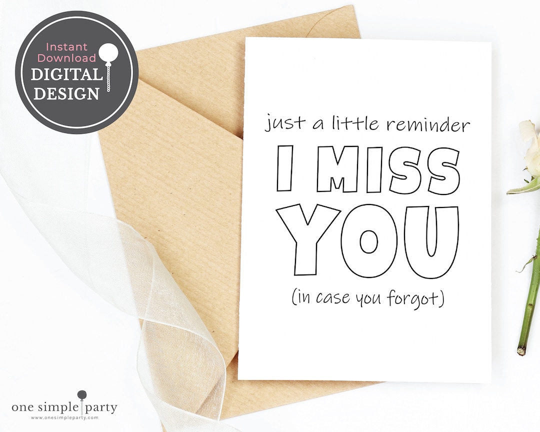 INSTANT DOWNLOAD - Kids I Miss You Coloring Card - Thinking of You ...