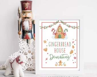 Printable Gingerbread House Decorating Sign - Christmas Party Sign - Gingerbread House - Holiday Sign - Santa Breakfast - INSTANT DOWNLOAD
