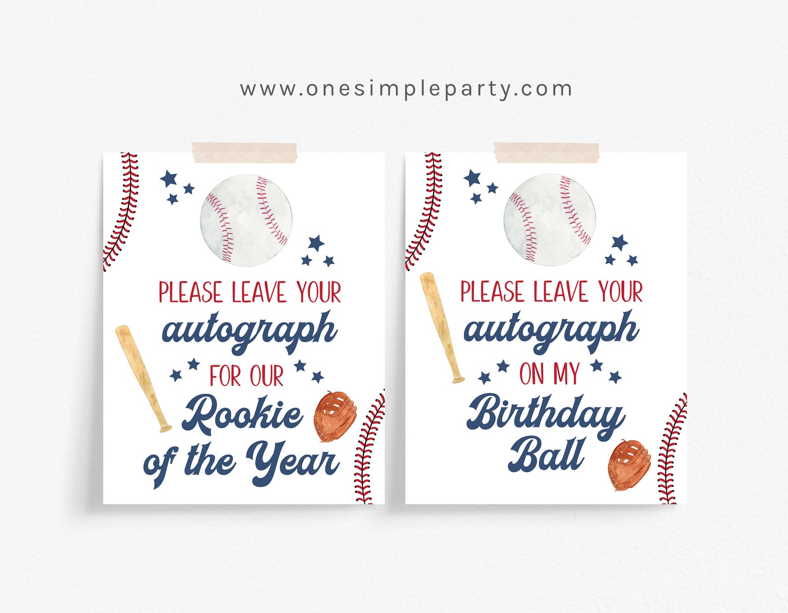 Please Autograph My Birthday Ball Sign Set - Baseball Party Sign ...