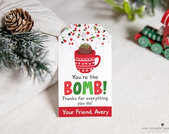 EDITABLE Hot Cocoa Bomb Tag - Hot Chocolate Bomb - Hot Cocoa Tags - Cocoa Bomb Tags - Hot Cocoa Gift Tag - DIGITAL DESIGN