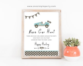 Blue Race Car Party Game Race Car Hunt - Race Car Party - Race Car Baby Shower - Race Car Birthday - Scavenger Hunt - INSTANT DOWNLOAD