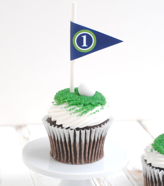 EDITABLE Golf Tee Flags Golf Cupcake Toppers Golf Party Etsy