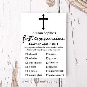 EDITABLE Modern First Communion Scavenger Hunt, First Holy Communion, Communion Activity, Treasure Hunt, Communion Game - INSTANT DOWNLOAD