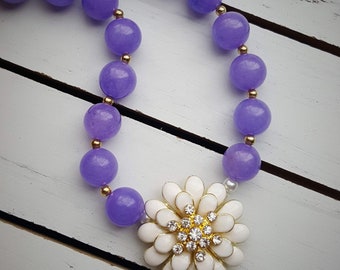 Lavender quartzite flower necklace
