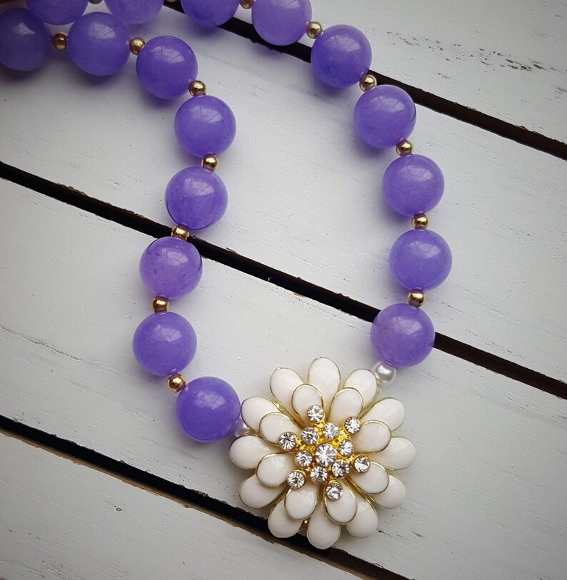 Lavender quartzite flower necklace
