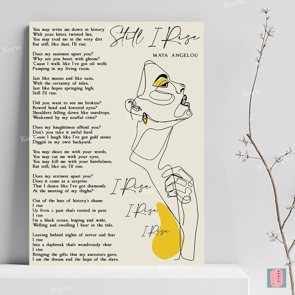 最新作 Frameless Decorative Painting Still I Rise Maya Angelou Poem Vintage Canvas ポスター Jalapamax Tur Br