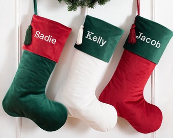 VELVET CHRISTMAS stockings, family Christmas stockings, velvet stockings
