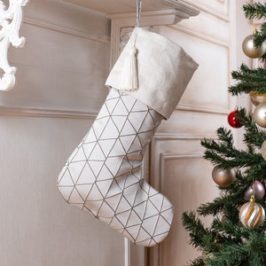 Luxury damask Christmas stockings in shades of silver