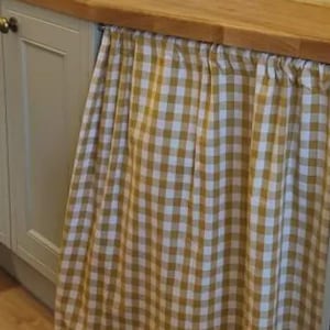Stange Tasche Gingham Vorhänge, Waschbecken Rock, Gingham kariert für Badezimmer, hängen für kleine Fenster, Kopf drapiert Lichtfilterung Volants
