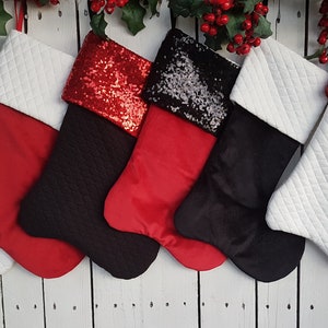 Medias de navidad de lentejuelas, medias negras de navidad, medias rojas de navidad, medias rojas y negras