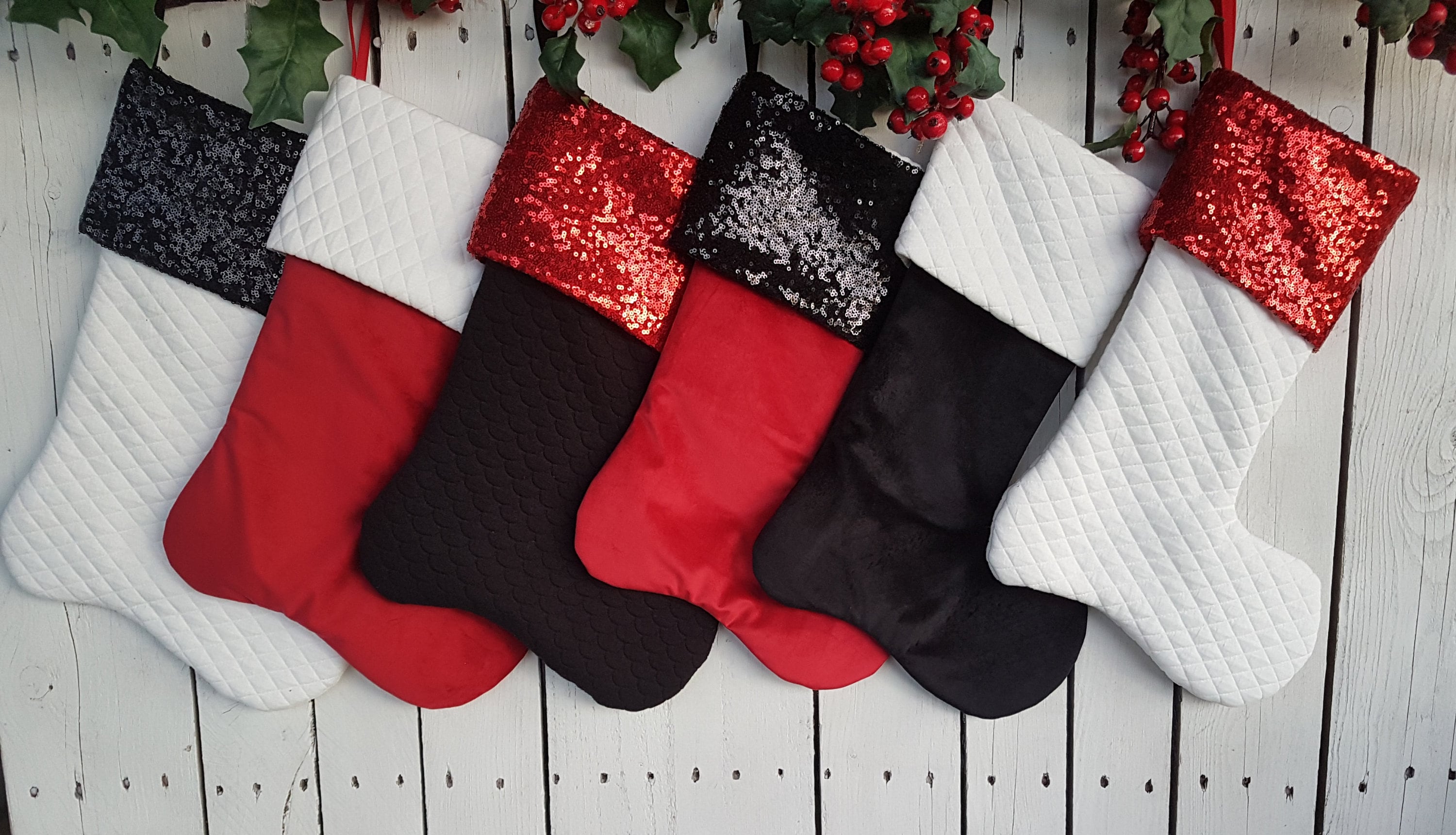 Sequin christmas stockings black christmas stockings red Etsy