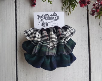 Plaid hair scrunchies, Christmas scrunchies, tartan scrinchie, stocking stuffers