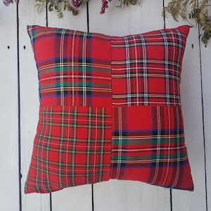 Karierte Kissenbezug, Bauernhaus Kissenbezug, karierte Kissenbezug, Bauernhaus Kissenbezug, Tartan Kissen Schein, rote Tartan Kissenbezug