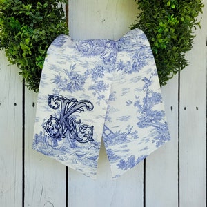 Toile wreath sash, navy wreath sash, patriotic wreath sash