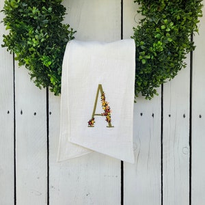 Monogramed wreath sash, personalized monogram sash, ivory wreath sash