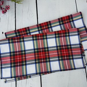 White Stewart table runner, Tartan table runner plaid , tartan, check, red ,blue, black, green, white image 6