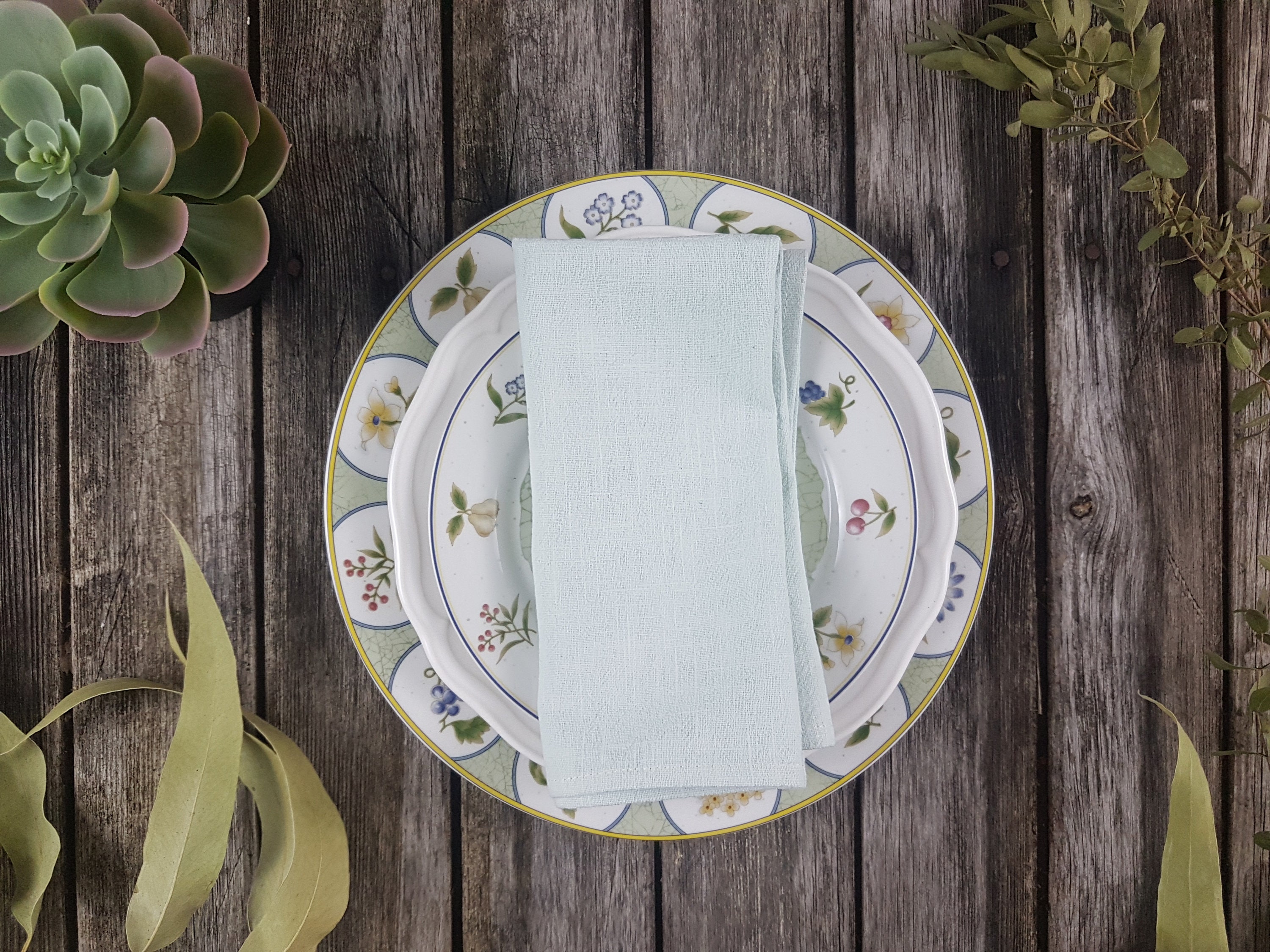 Mint Green Napkins Pastel Green Linen Napkins Dusty Blue Etsy Canada