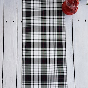 Black plaid runner - plaid , tartan, check,  black and white