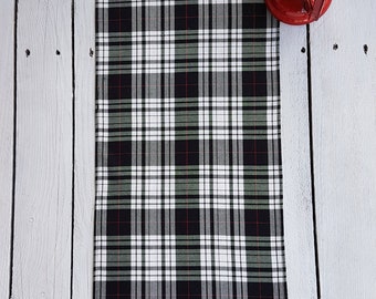 Black plaid runner - plaid , tartan, check,  black and white