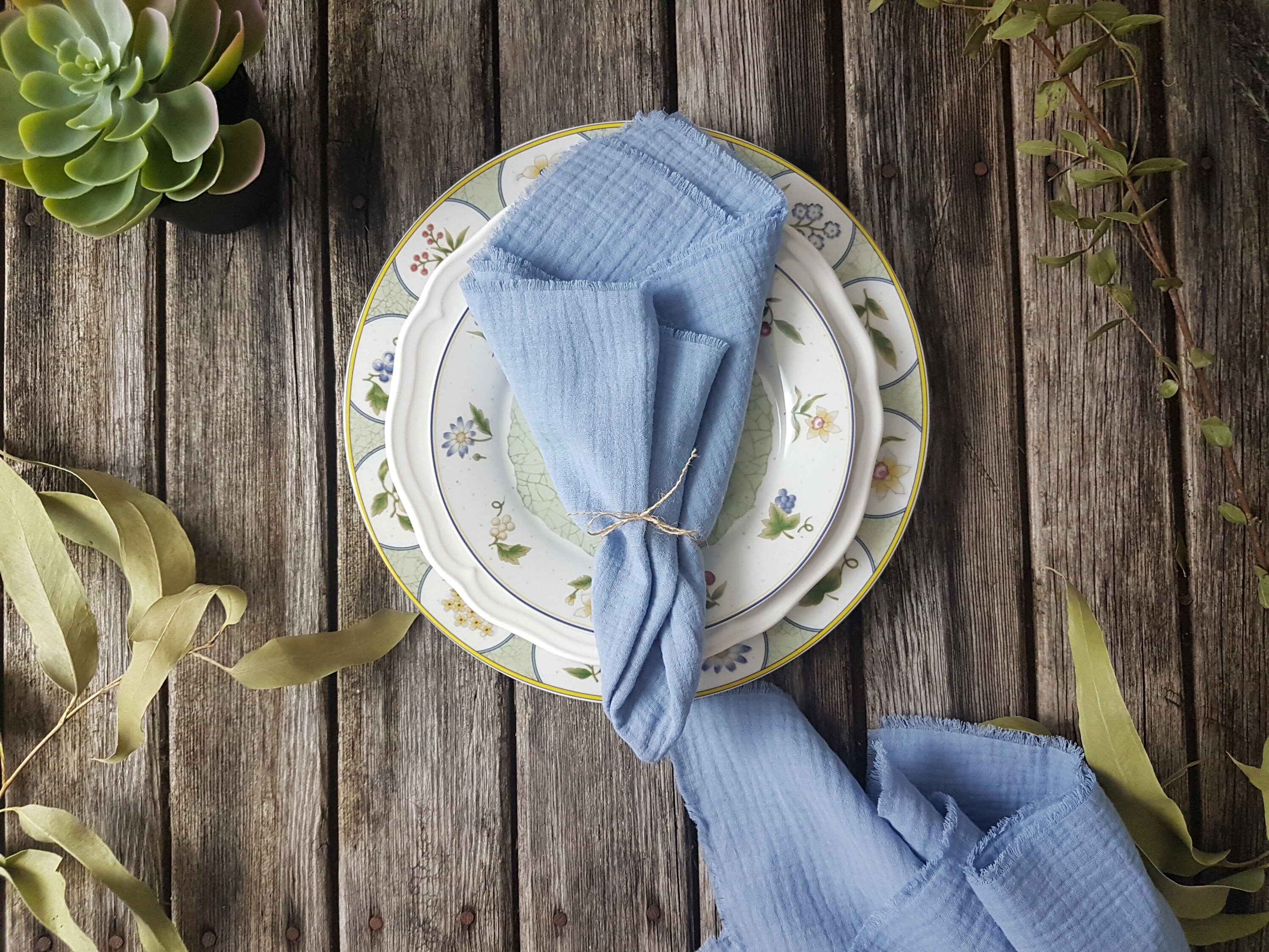 Dusty Blue Muslin Napkins Gauze Napkins Blue Gauze Napkins Etsy