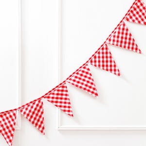 Red Gingham Bunting – Rustic, Vintage, Country, Picnic, Party & Wedding Décor