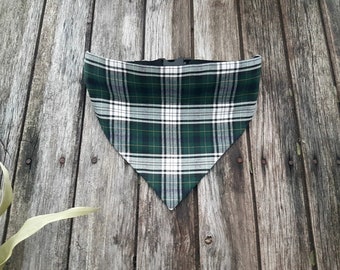 GREEN PLAID dog bandana, plaid bandana, slide on bandana, pet bandana, cat bandana, on the collar bandana