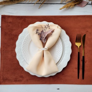 Burned orange velvet placemats