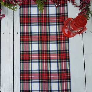 White Stewart table runner, Tartan table runner plaid , tartan, check, red ,blue, black, green, white image 1