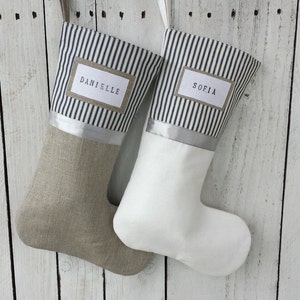 Striped top stockings, colorfull ticking stockings, white base stockings, famiy stockings, image 5
