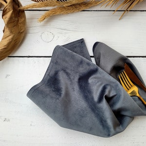 Dark gray velvet napkins