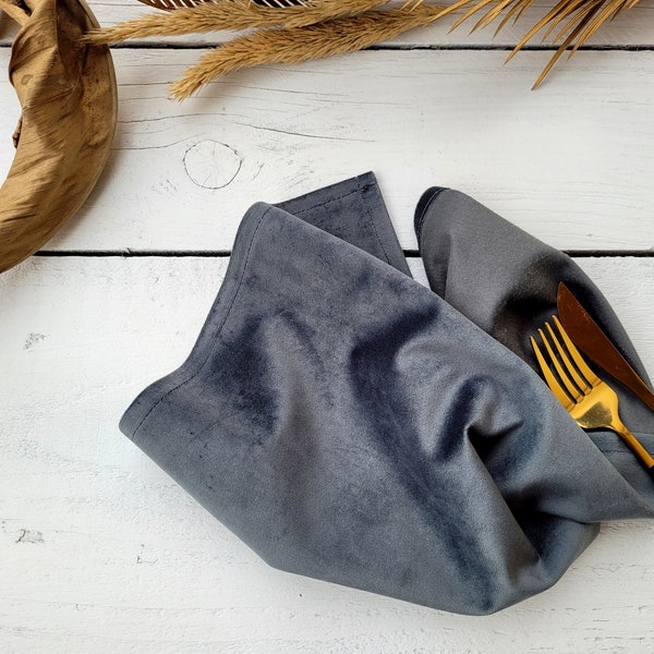 Dark gray velvet napkins