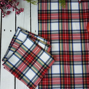 White Stewart table runner, Tartan table runner plaid , tartan, check, red ,blue, black, green, white image 5