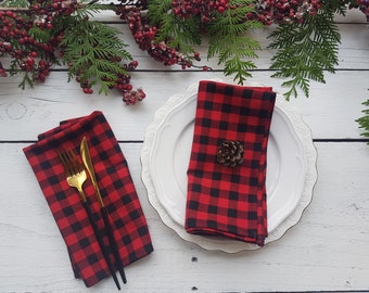Buffalo plaid napkins and other table linen, Buffalo plaid table runner, Buffalo plaid linen, buffalo plaid placemats