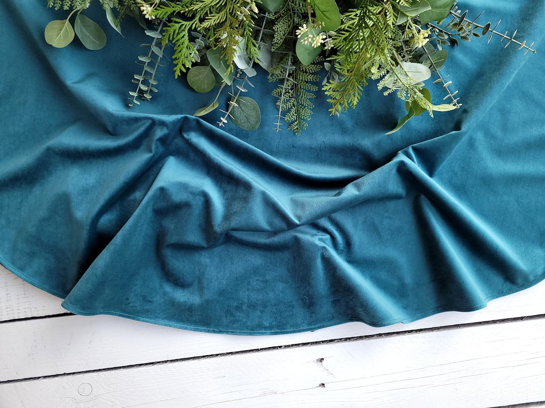 Sea Green Velvet Tree Skirt, Green Christmas Tree Skirt, Monochrome